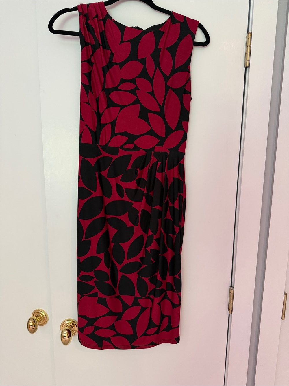 Phase Eight Red & Black Leaf-Print Dress